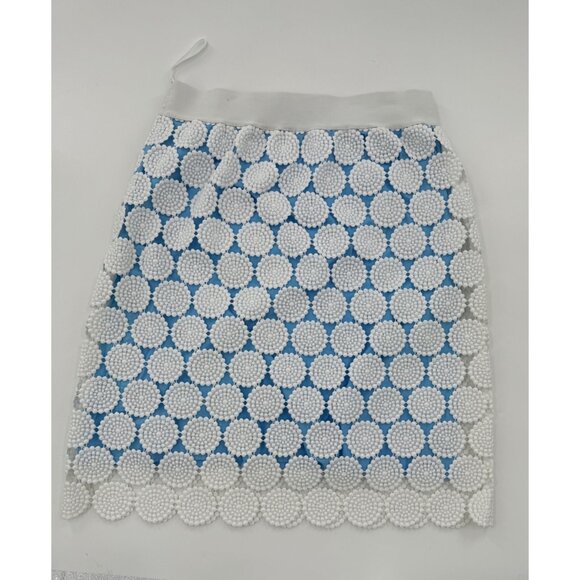 A-Tout- Age Size 8 Mollie Doily White & Blue Crochet Lace Skirt With side Zipper - Picture 2 of 10